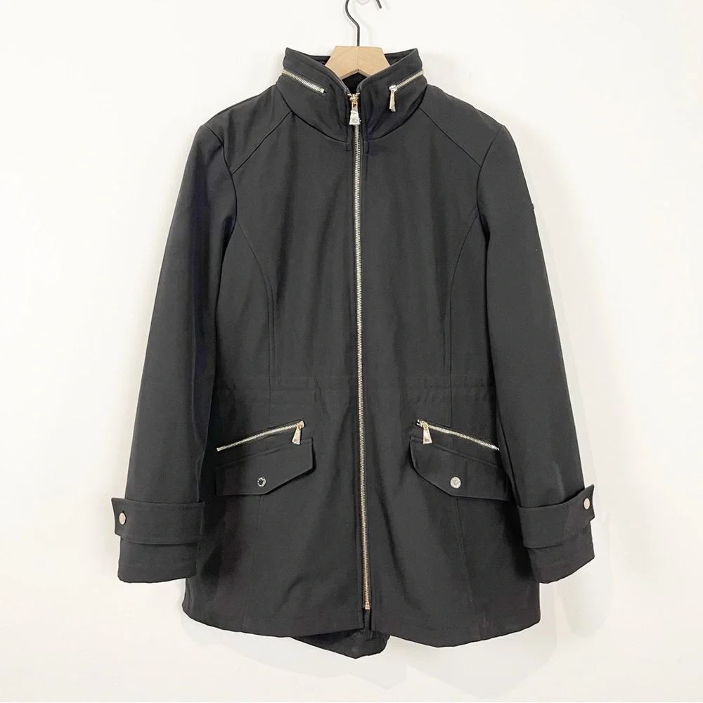New Dennis Basso Water Resistant Bonded Jacket with Hidden Hood - Picture 3 of 15